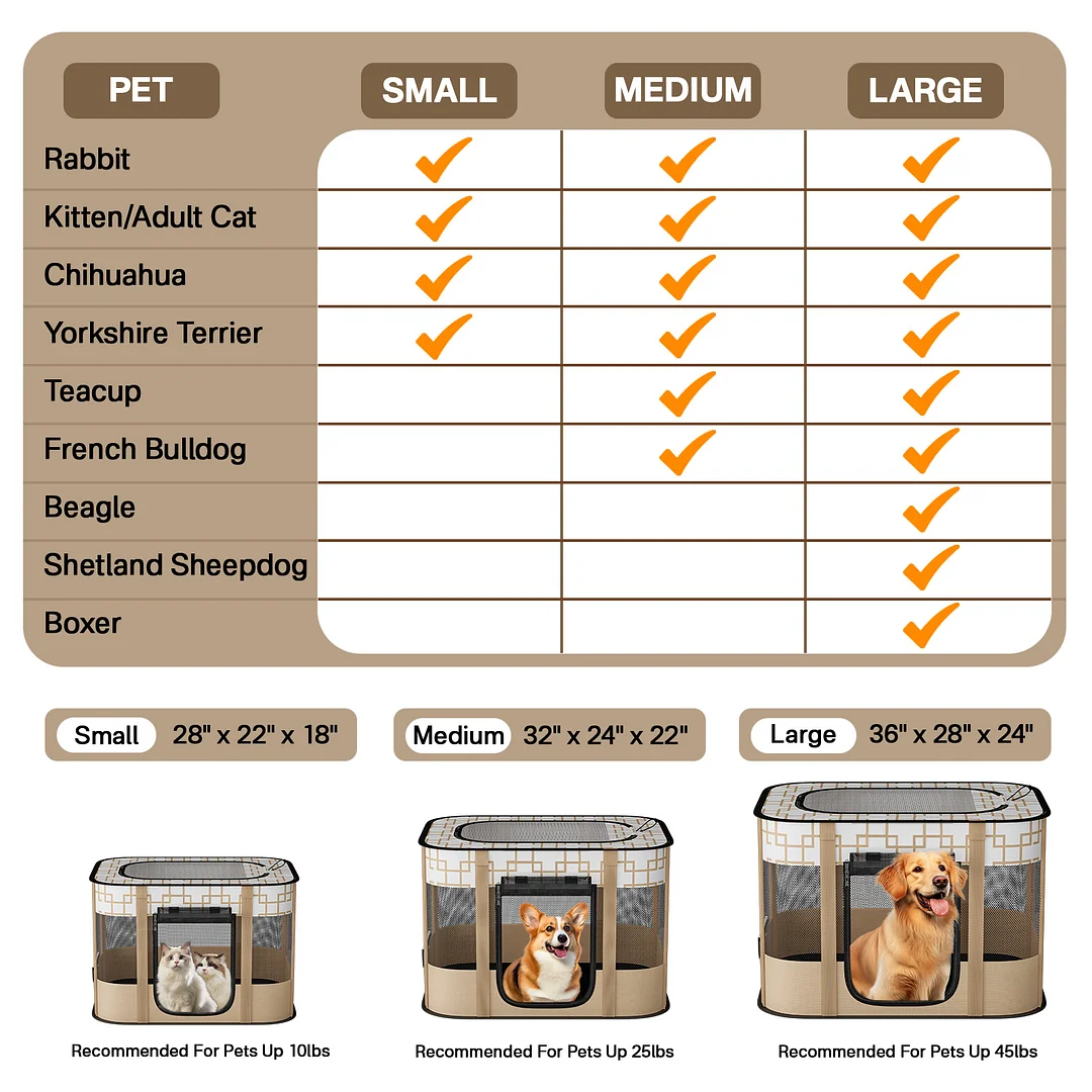 BEBANG Pet Playpen, Foldable Portable Dog Cat Playpens Exercise Kennel Tent, Removable Shade Cover, Indoor Outdoor Travel Camping Use(M)