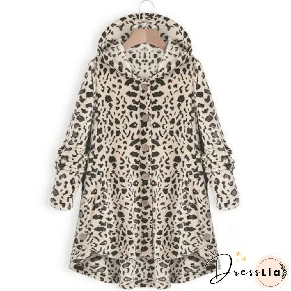 Button Solid Color Warm Coat With Hood