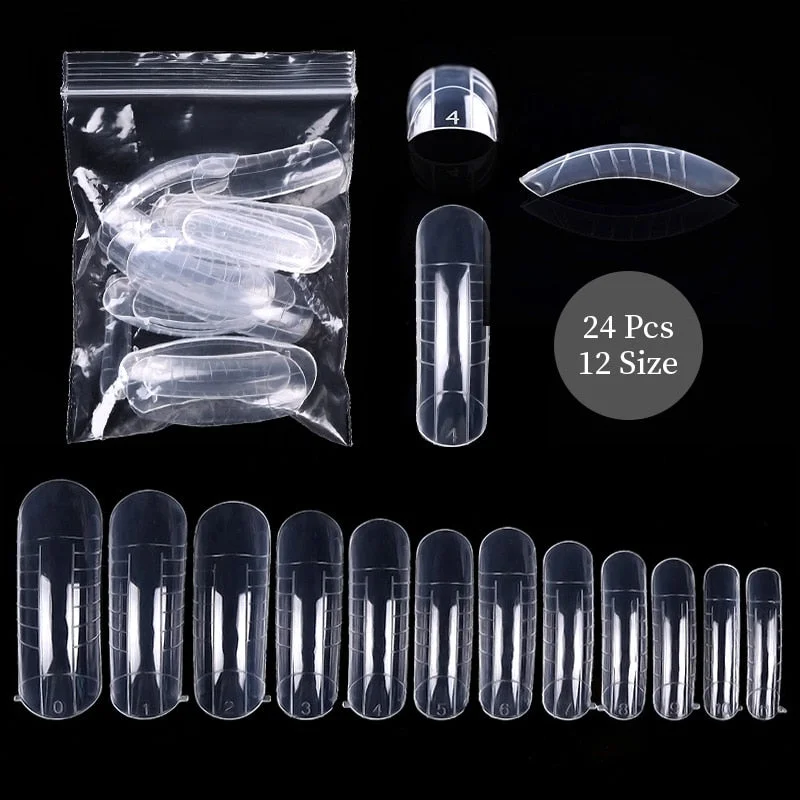 20/60Pcs Extension False Nail Tips Full Cover Sculpted Nail Tips Fake Finger UV Gel Polish Assistant Tools Quick Building Mold-Nail Inspo