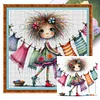 (Multi-Style) Quirky Girl-11CT Stamped Cross Stitch 40*40cm/15.75*15.75in