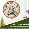 2D DIY Acrylic Blue Flower Diamond Painting Wall Clock Pendant w/ Clock Function