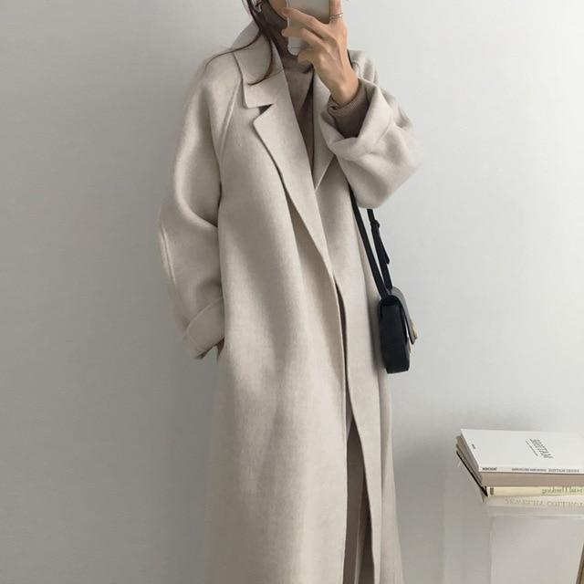  thdmladies Oversized Long Wool Coat With Belt thedmladies