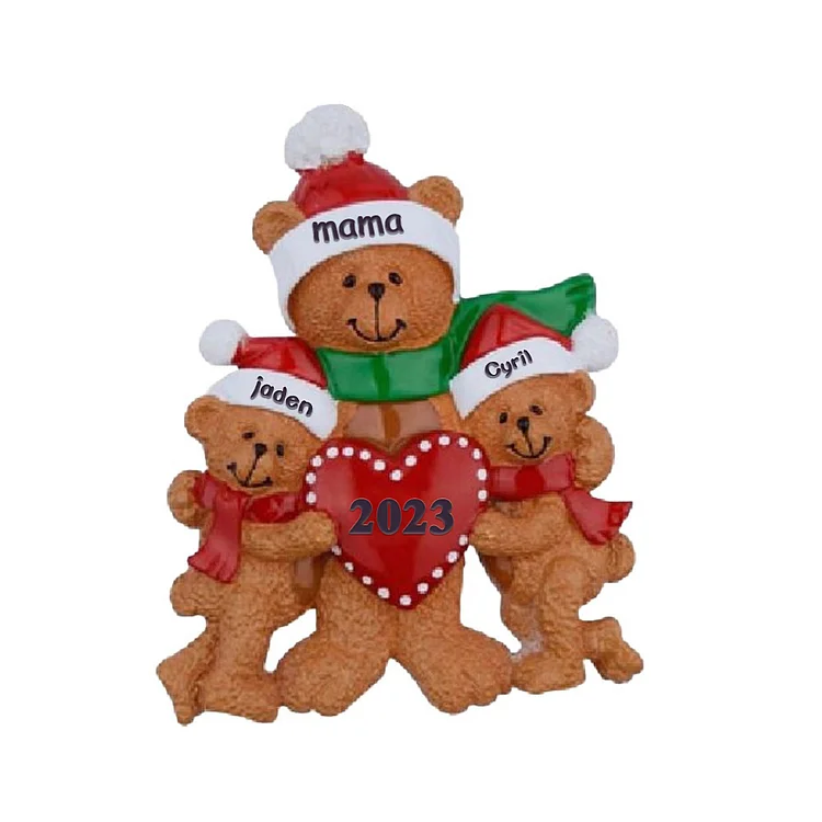 Navidad-A madre soltera-Muñecos Ornamentos Navideños 3 Nombres con Año Personalizados Adorno de Madera