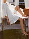 Loose Crochet Half Sleeves Mini Dress