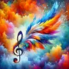Colorful Musical Note Feather-11CT Stamped Cross Stitch 40*40cm/15.75*15.75in tapestrymarket