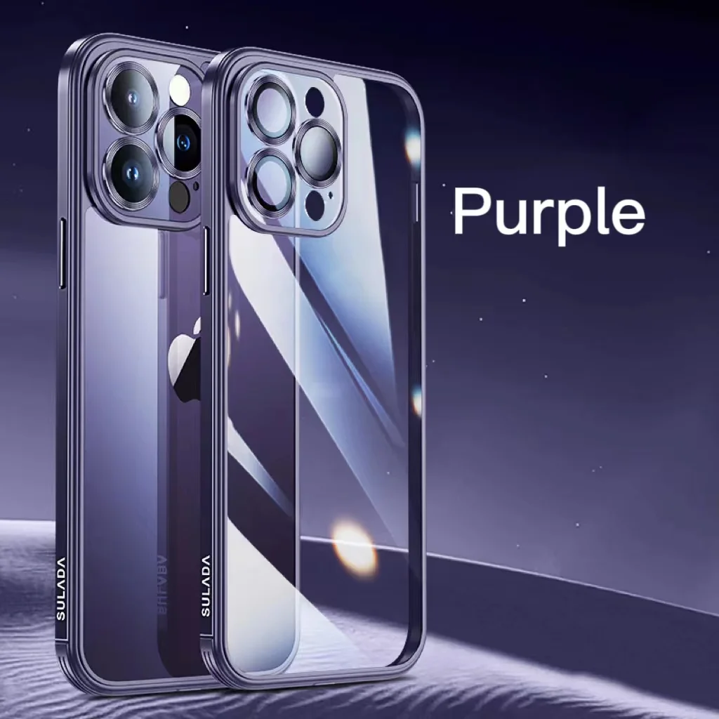 For iPhone13/14 Lens Nano Glass Metal Frame Phone Case