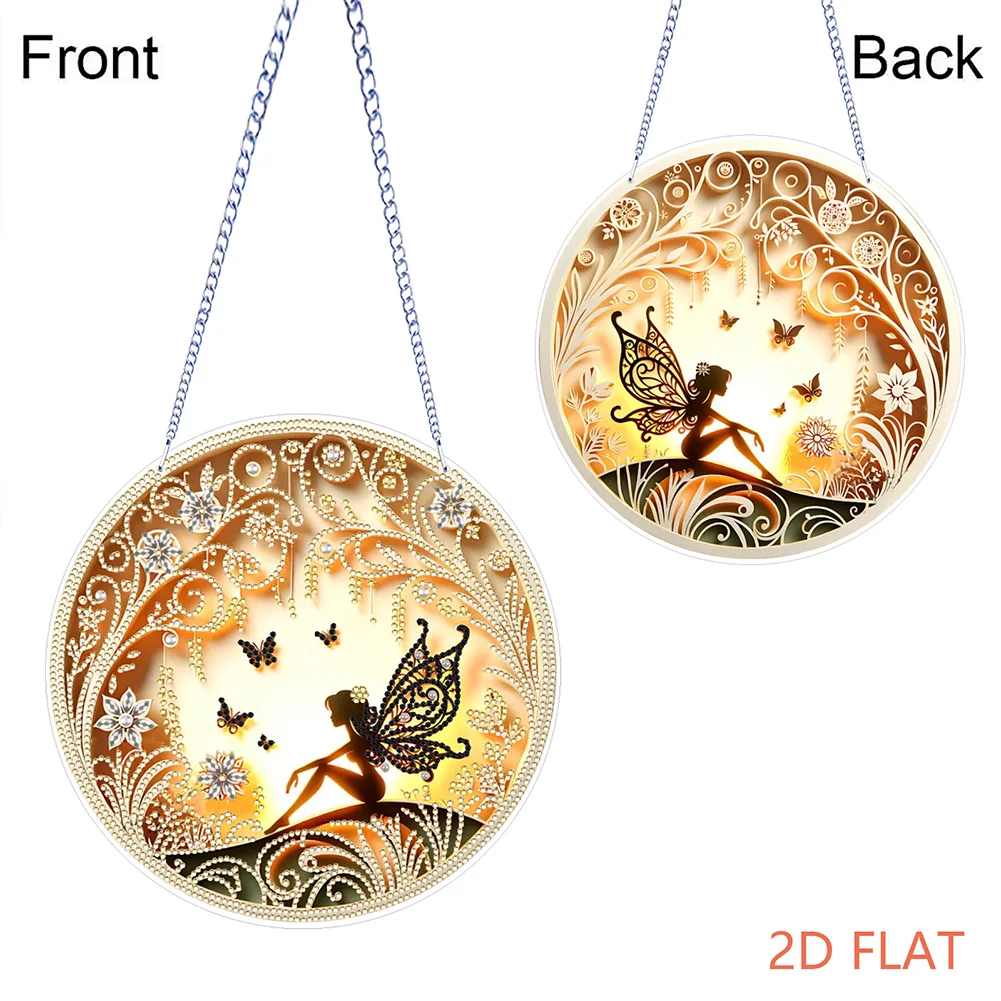 2D Flat DIY Hanging Diamond Art Kits Rhinestone Window Pendants (Silhouette)