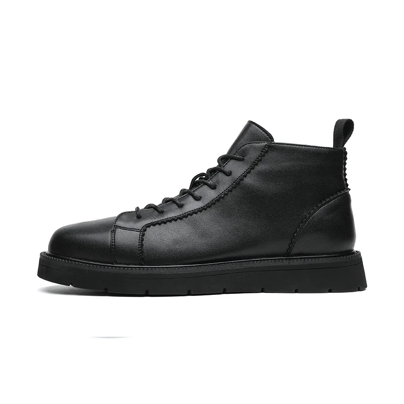 Colourp Colourp Size Martin Boots Men's Shoes Winter Plus Down High Top Boots Men's Fashion Shoes Midtop British Wind Leather Boots D13-J