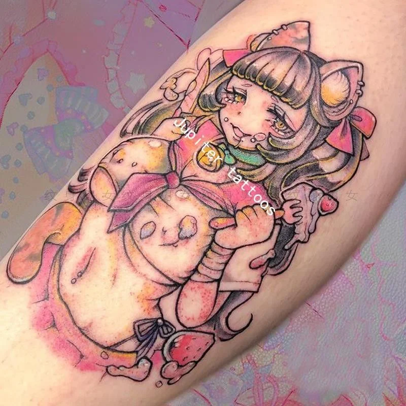 Japanese Dark Comics Evil Kawakami Tomie Double-sided Girl Waterproof Temporary Fake Tattoo Sticker Sleeve Anime Tattoo