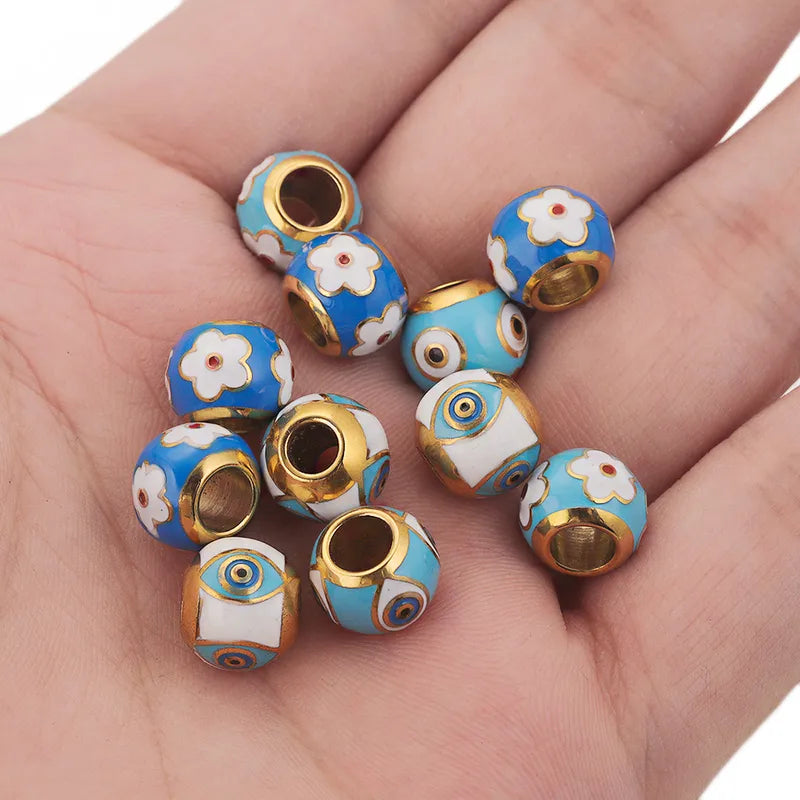 5 PCS/Package 10*8mm Hole 4~4.9mm 304 Stainless Steel Eye Flower Beads
