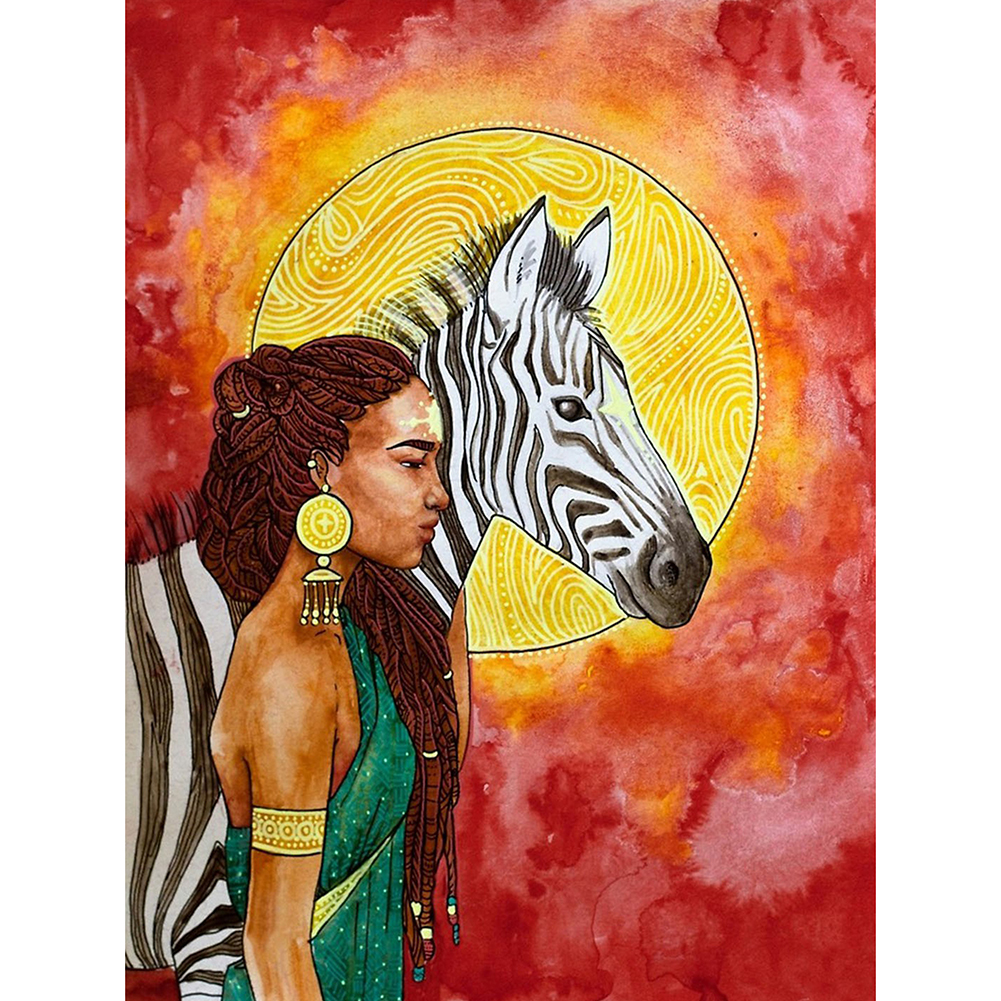

30*40CM - Round Drill Diamond Painting - Girl Zebra, 501 Original