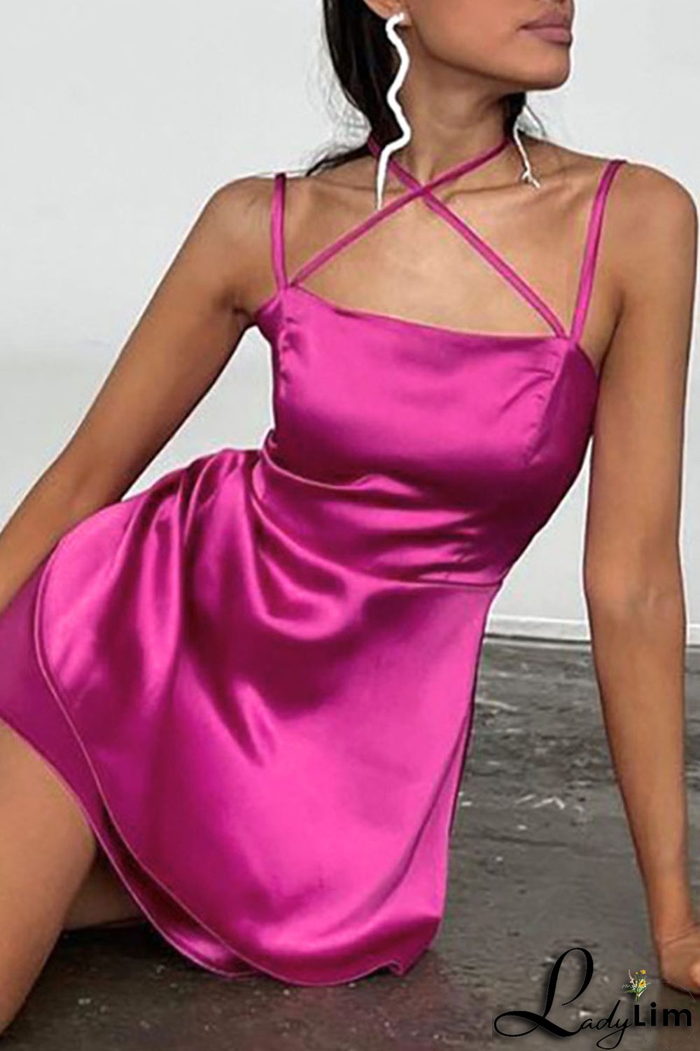 Red Sexy Solid Patchwork Spaghetti Strap A Line Dresses