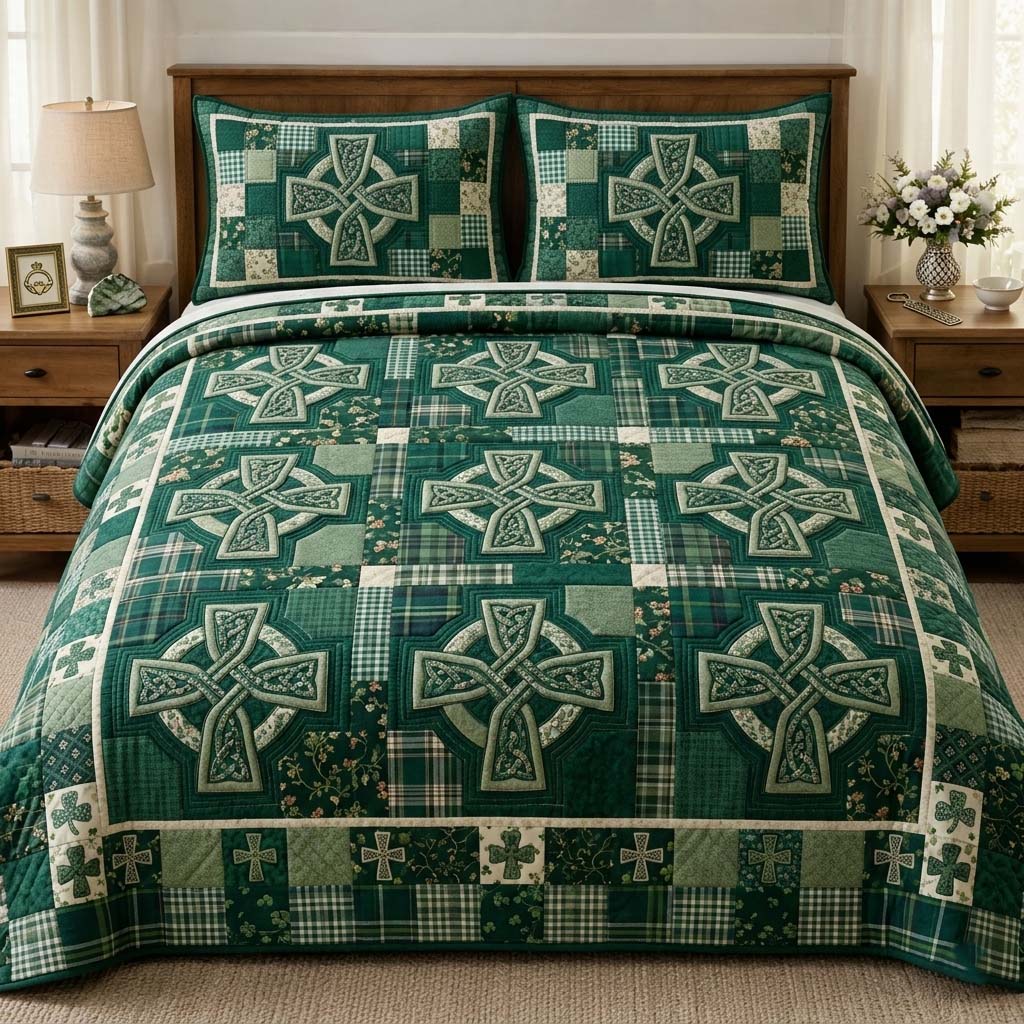 Heritage Mosaic 3-Piece Quilted Bedding Set GFTOQA2024