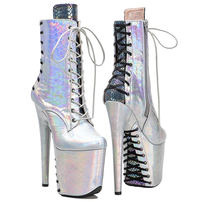 TAAFO 20CM/8Inch Women's Platform Disco Party High Heels Shoes Pole Dance Boot