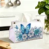 Blue Flowers Butterfly DIY PULeather Diamond Painting Tissue Box for Adults Beginners Gem Art Painting Napkin Holder for Living Room Bedroom Bathroom Table Decor