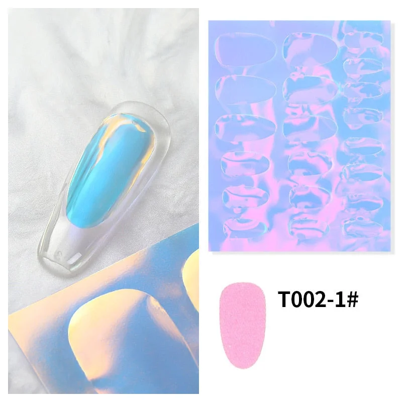 1 Sheet Aurora Film Nail Glass Foil Stickers Self-Adhesive Sparkly Mirror Ice Cube Broken Paper Decals Nails Decoration Wraps