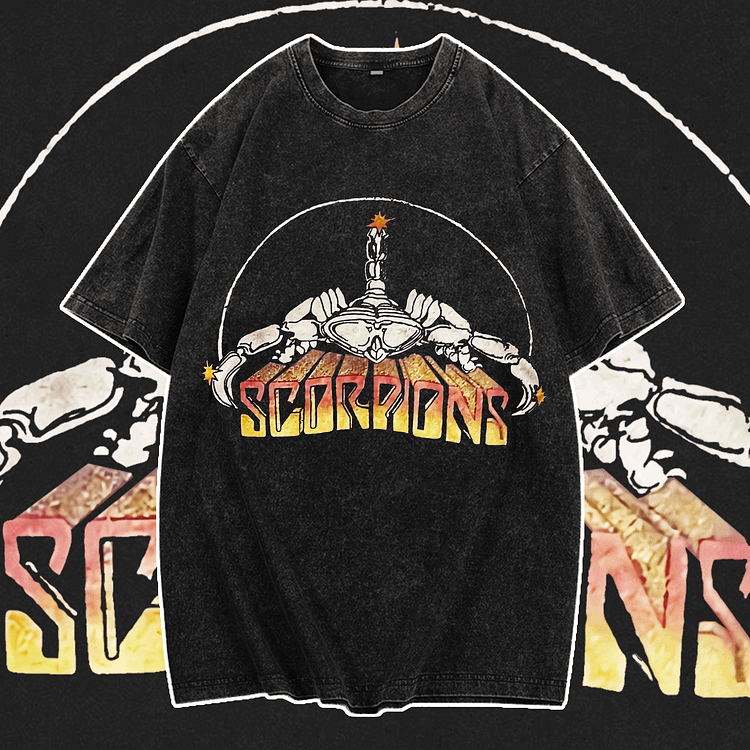Davidhawaii100% Cotton Casual Attractive Rock Scorpion Street T-Shirt - 100% Cotton