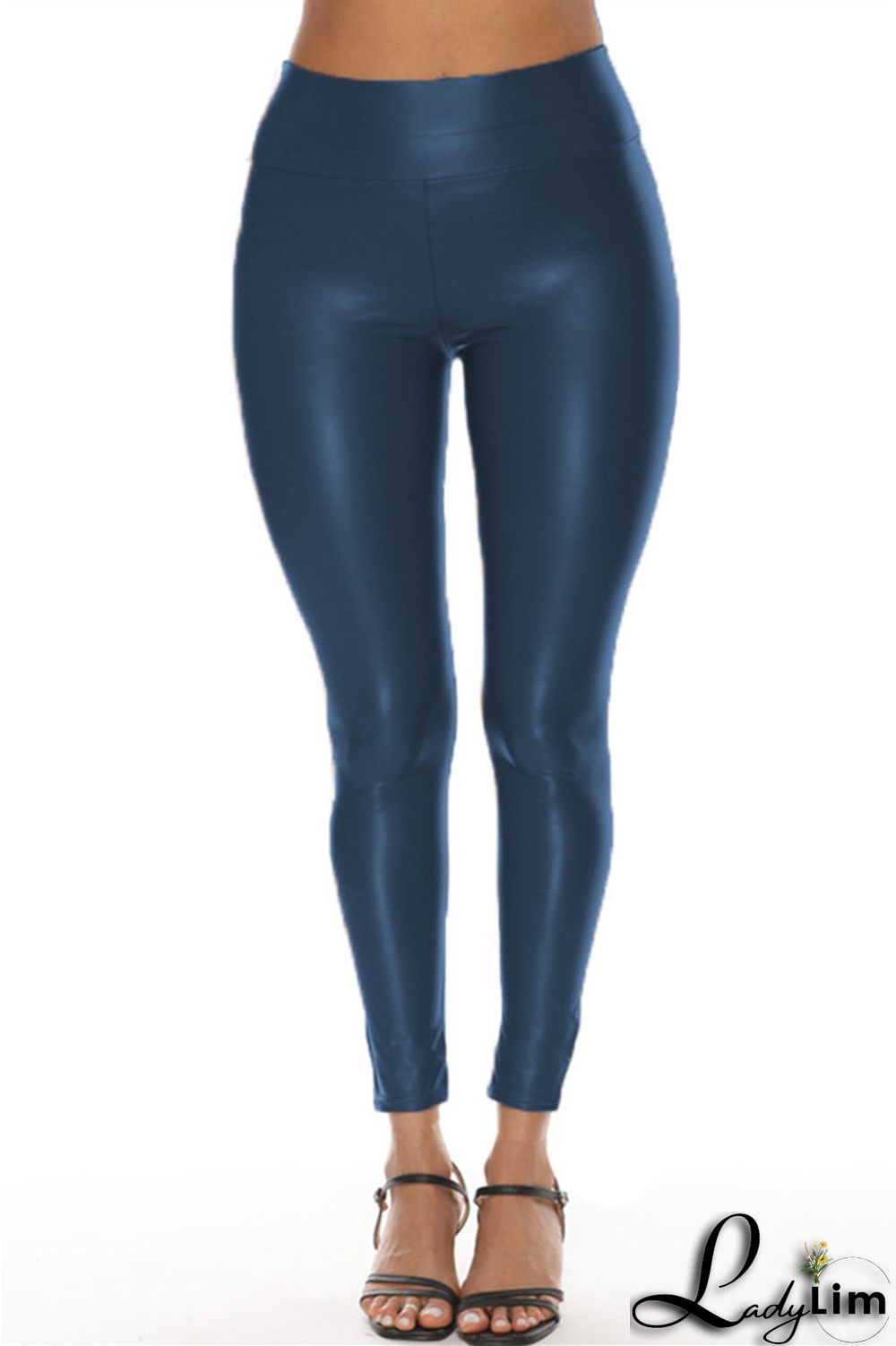 Ink Green Fashion Casual Solid Basic Skinny High Waist Pencil Trousers