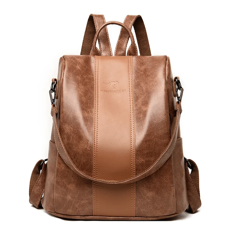 Soft Leather Backpack Large-capacity Simple Backpack