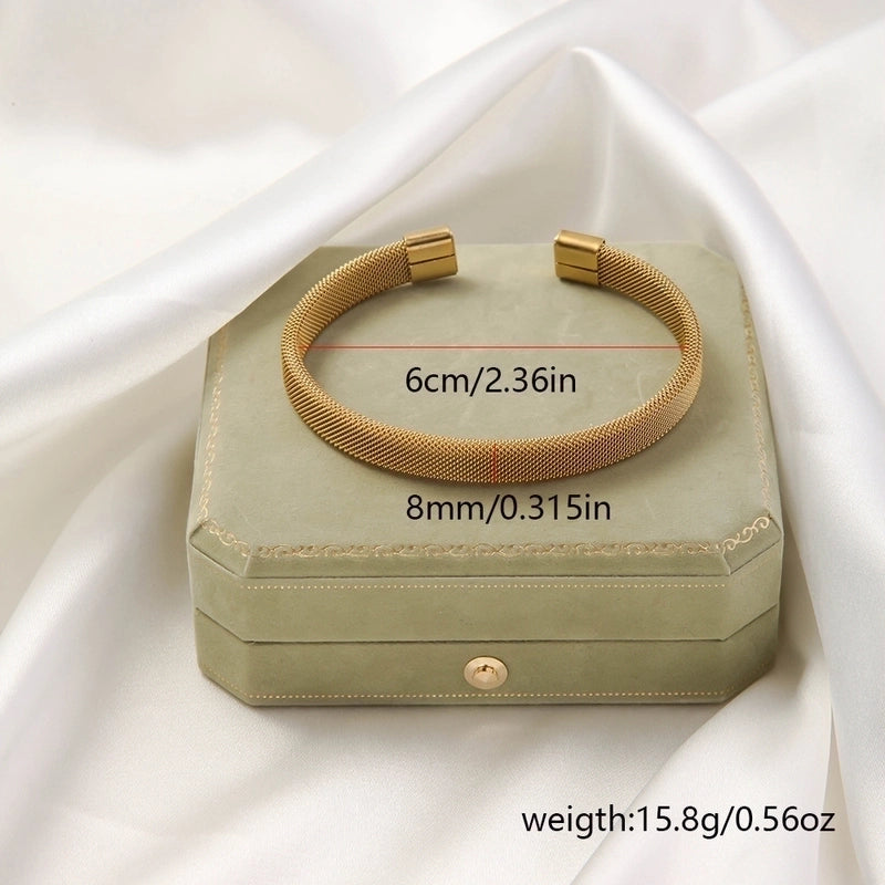 Basic Minimalist Classic Style Geometric Titanium Steel Cuff Bracelets In Bulk