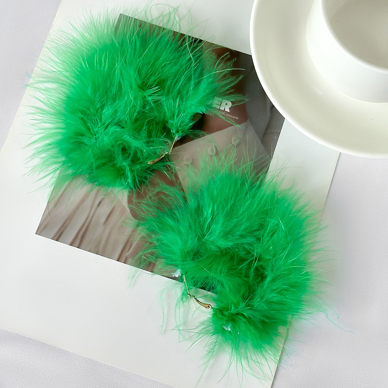 Party Green Feathers Ribbon Handmade Solid Earrings