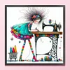 Sewing Machine Girl-11CT Stamped Cross Stitch 40*40cm/15.75*15.75in