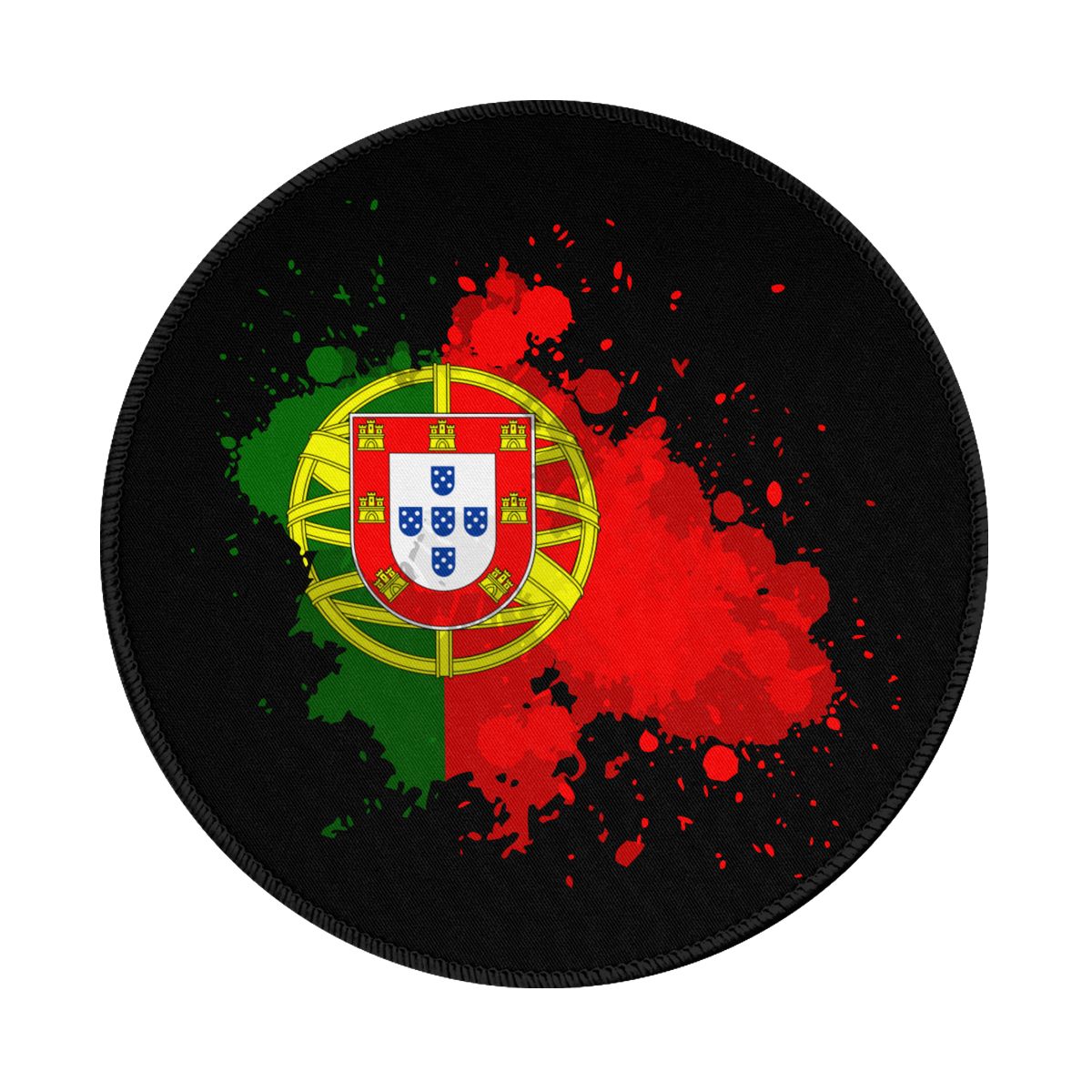 Portugal Ink Spatter Non-Slip Rubber Round Mouse Pad