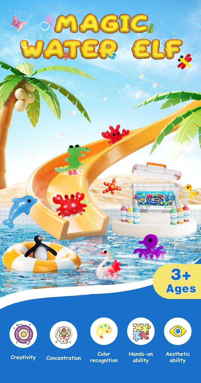 Product Introduction of Kiditos  Magic Water Elf Toy Kit with Magic Gels, Molds - Imaginative Play, Christmas Gifts, Birthday Gifts, Party Favors, and Family-Friendly DIY STEM Projects 1