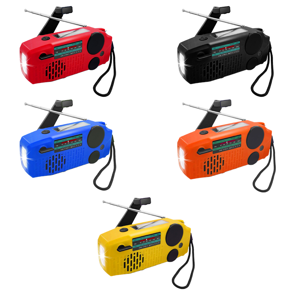 

2000mAh Portable FM AM NOAA Weather Radio Hand Solar Alarm LED Flashlights, Black, 501 Original