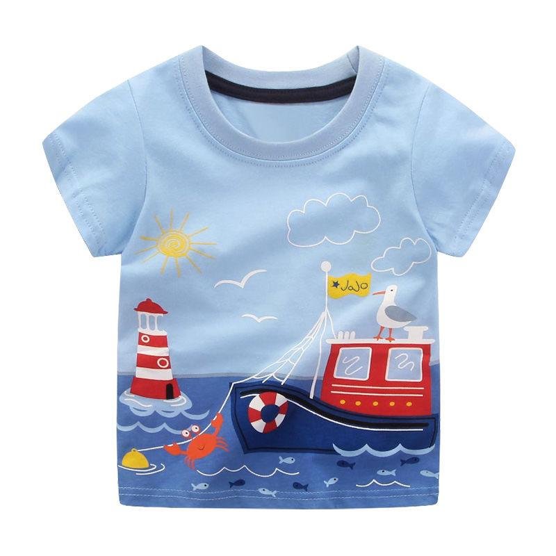 T Shirt Cartoon Animals Baby Kids Boys Children Cotton Short Sleeves Summer Clothing Print Tee Toddler