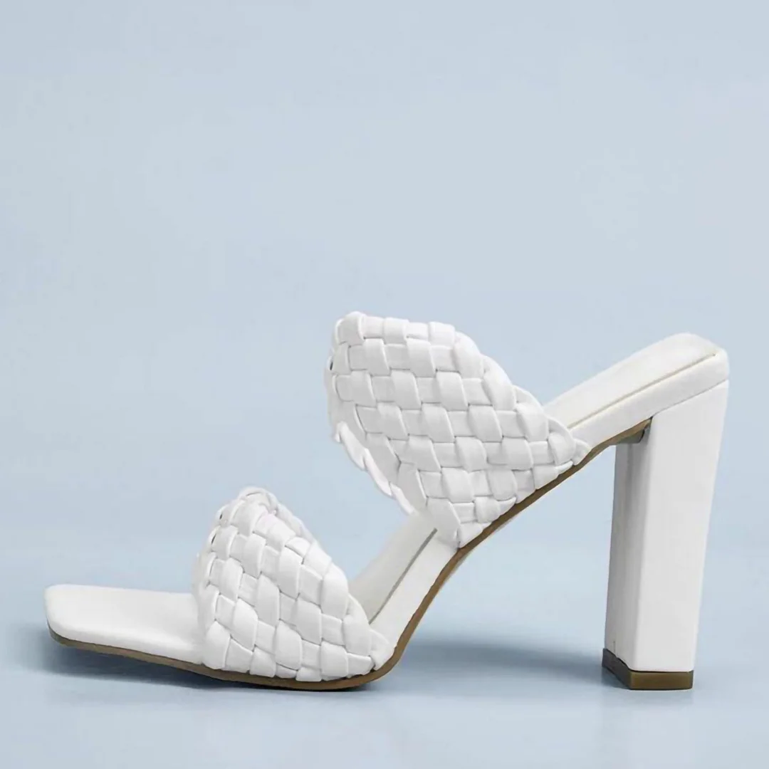 Letclo™ 2021 New Summer Fashion Special weaving Solid Color Outdoor High-heeled shoes letclo Letclo