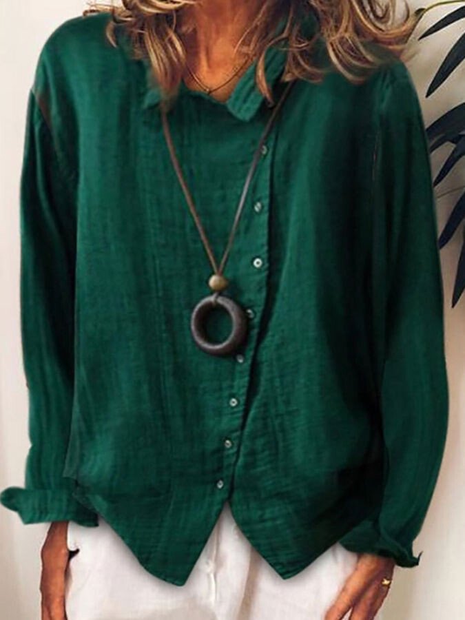 Airrys™ Ladies cotton and linen loose solid color temperament shirt