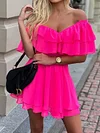 Solid Color Off-The-Shoulder Mini Dress