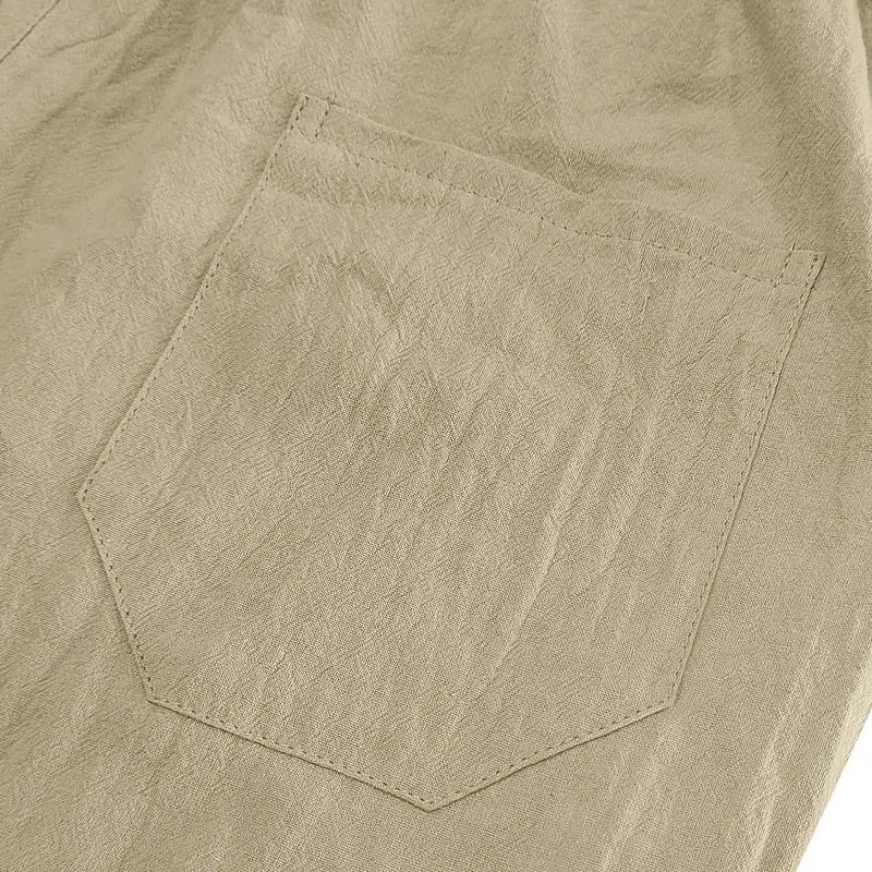 Men's Vintage Linen Casual Beach Vacation Three-Quarter Shorts-INSPIREUSE