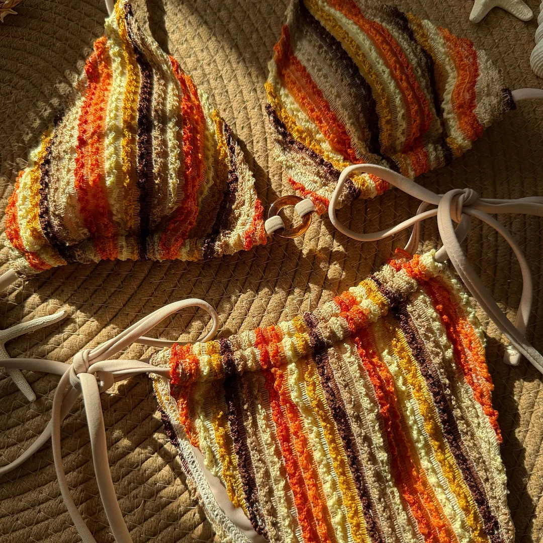 Uveng 2025 New Coloring Of The Flower Sexy Drawstring Strap Swimsuit Bikini