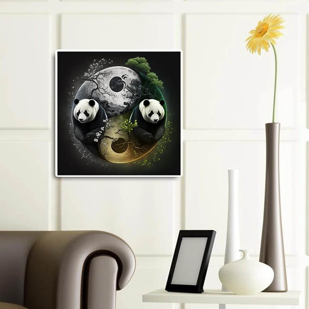 Diamond Painting - Full Round Drill - Yin Yang Panda(30*30cm)