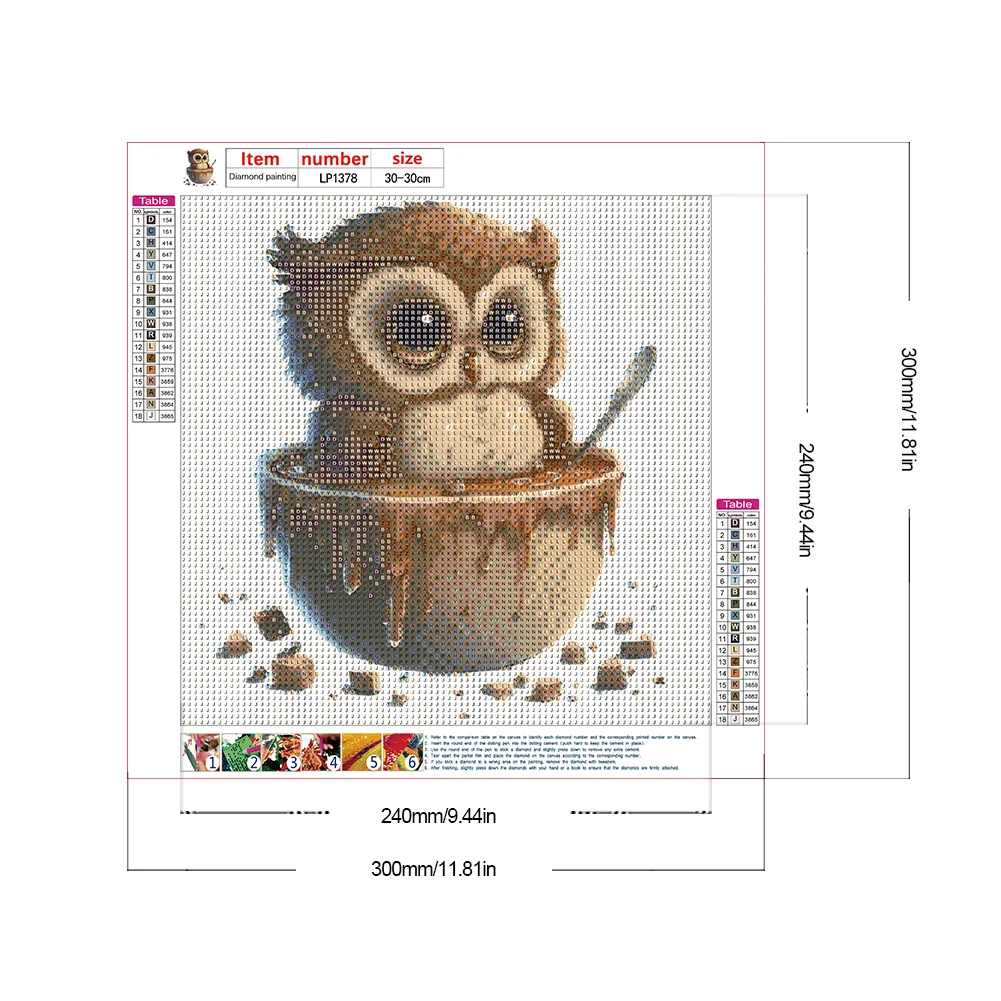Full Round Diamond Painting 30*30cm - Owl