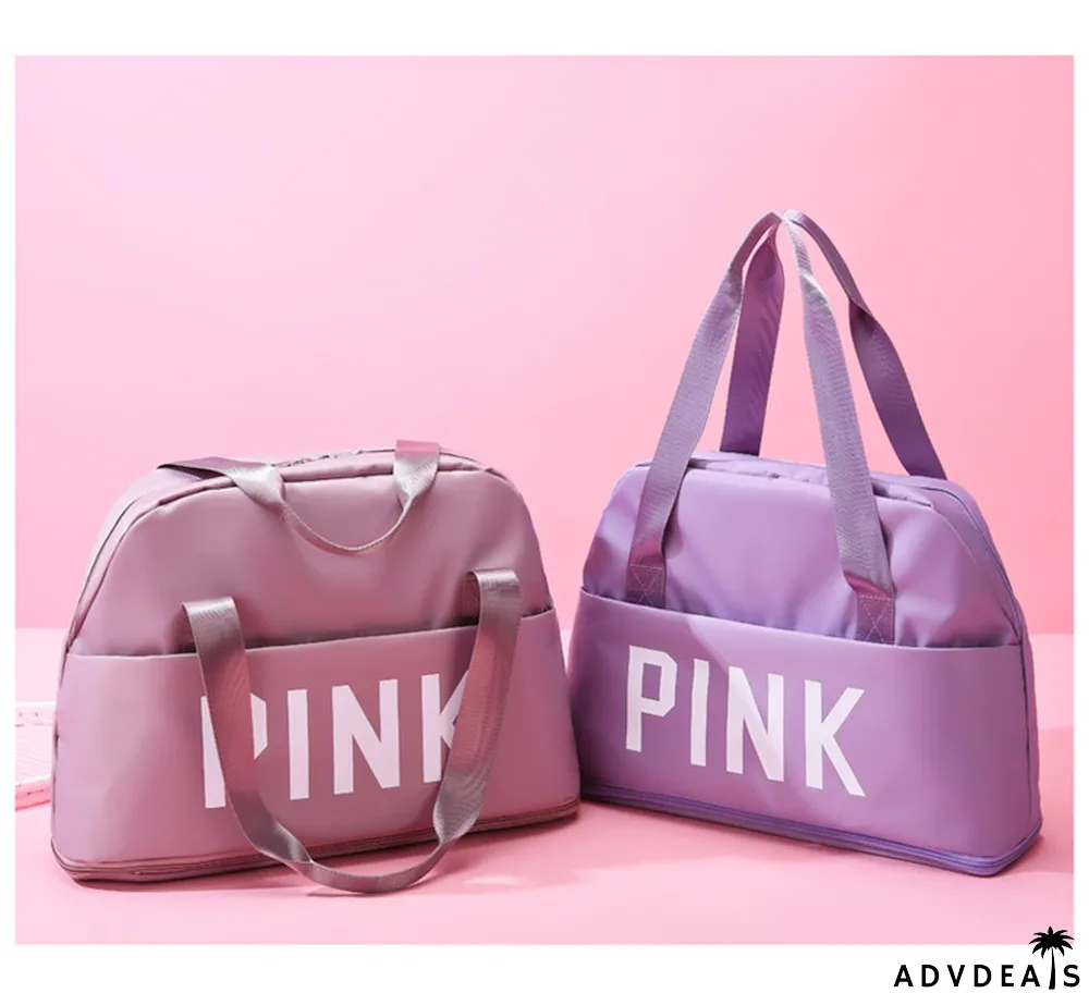 PINK Letter Print Dry and Wet Separation Extend Bag