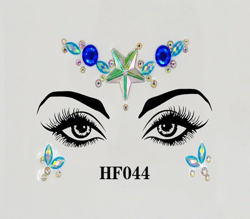 Face Adhesive Jewelry Gems Temporary Tattoo Face Jewelry Festival Party Body Art Gems Rhinestone Flash Tattoos Stickers Make Up