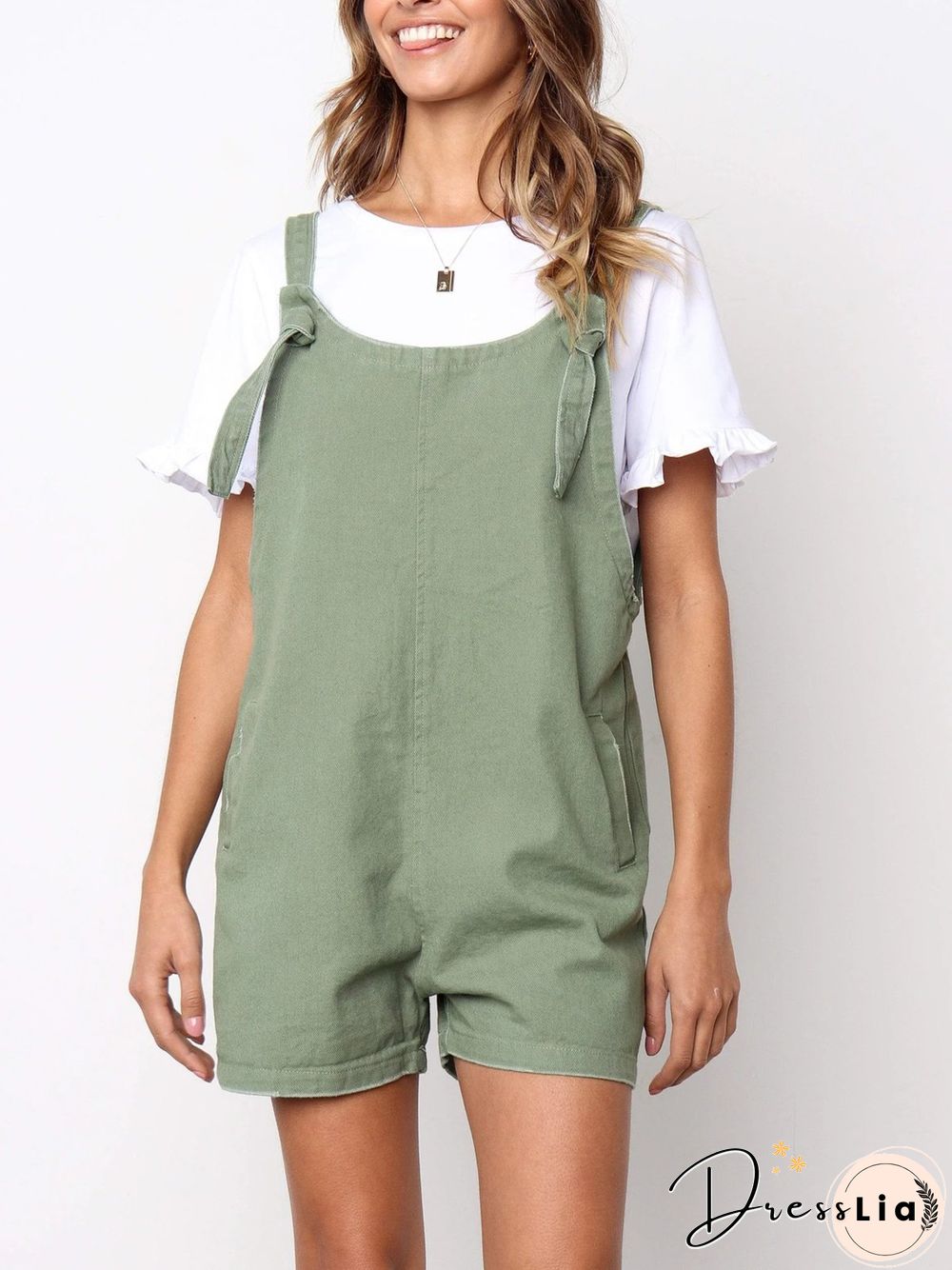 Solid Pockets Casual Jumpsuit & Romper