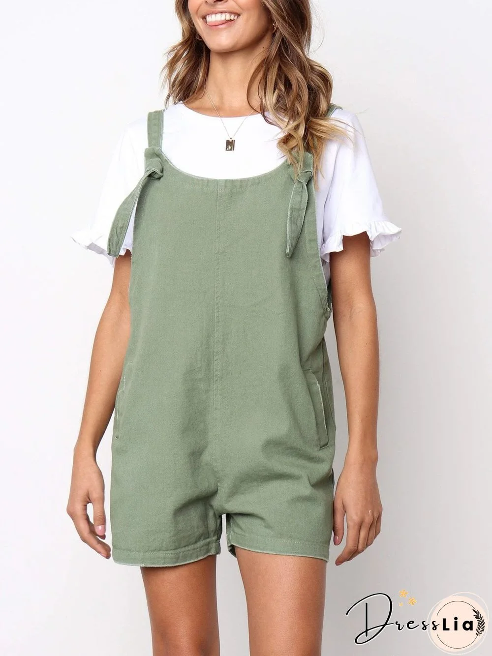 Solid Pockets Casual Jumpsuit & Romper