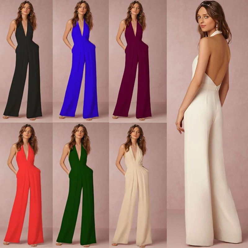 Uveng Uveng Spring Casual Jumpsuit Ebay Sexy Sleeveless Hanging Neck Jumpsuit