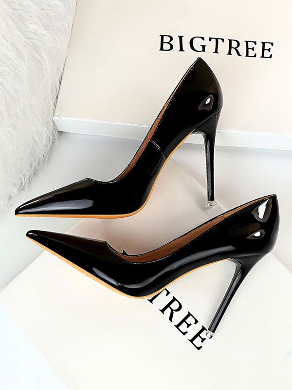 Split-Joint Solid Color Scarpin Salto Pumps BLACK-US 8  EU 38 2/3  UK 5.5  CN 39