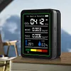 5 In 1 Formaldehyde Monitor with Holder Carbon Dioxide Detector USB Rechargeable TVOC Detector Temperature Humidity Home Air Quality Monitor