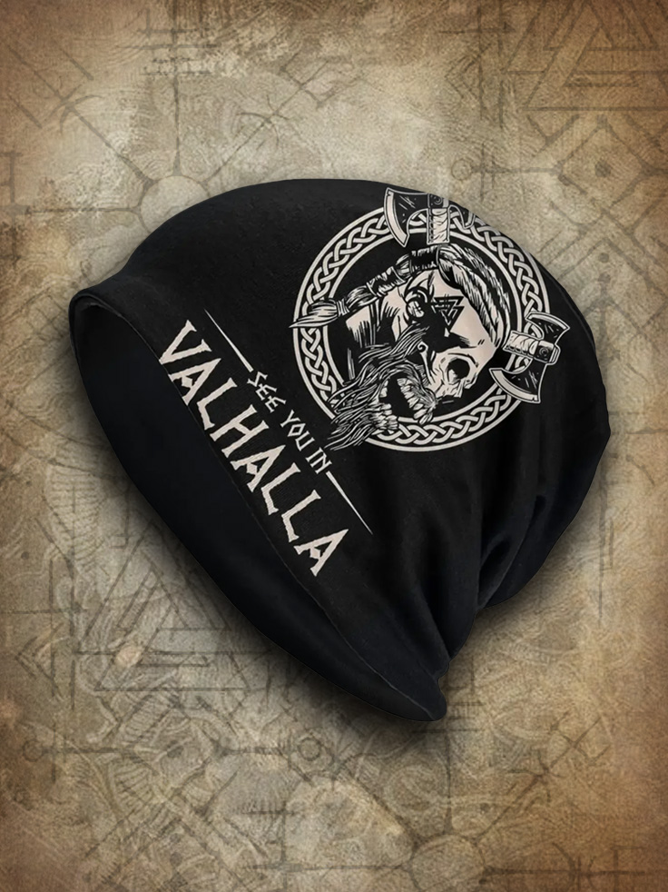 Men's Viking Nordic Odin Valhalla Celtic Knot Beanie / Rvogue / Rvogue