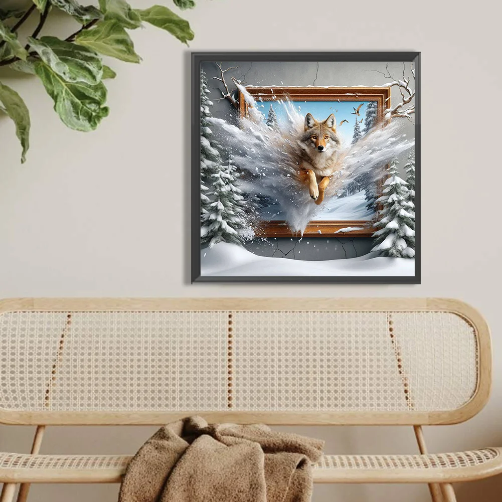 Diamond Painting - Full Round Drill - Wolf Out of the Frame(Canvas|40*40cm)