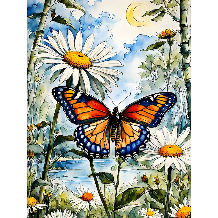 Oil Painting Forest Butterfly 30*40CM (Canvas) Full Round Drill Diamond Painting gbfke