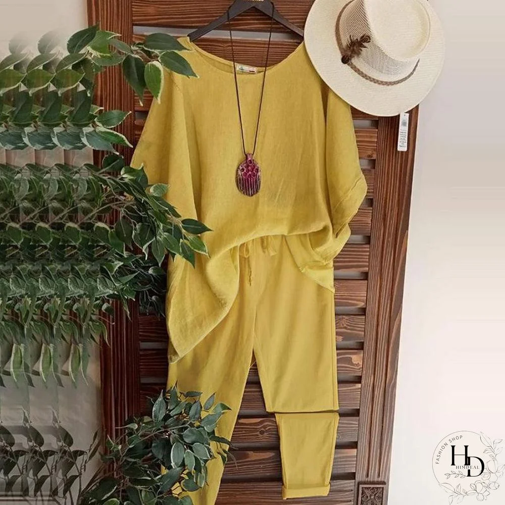 Solid Color Laid Back Women Two Pieces Suit