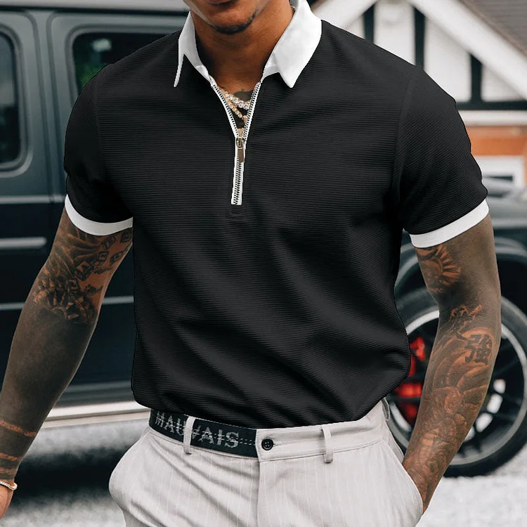Polo Shirts Zipper Men's Polo Shirt T-shirt