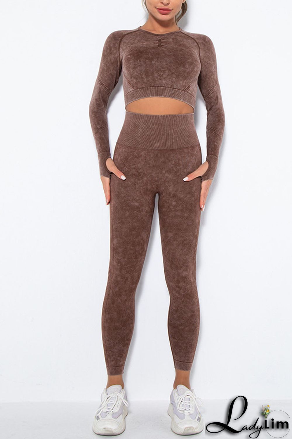 Purple Casual Sportswear Print Split Joint O Neck Long Sleeve Two Pieces